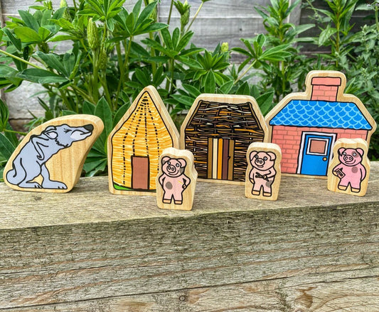 three little pigs traditional tales wooden character set