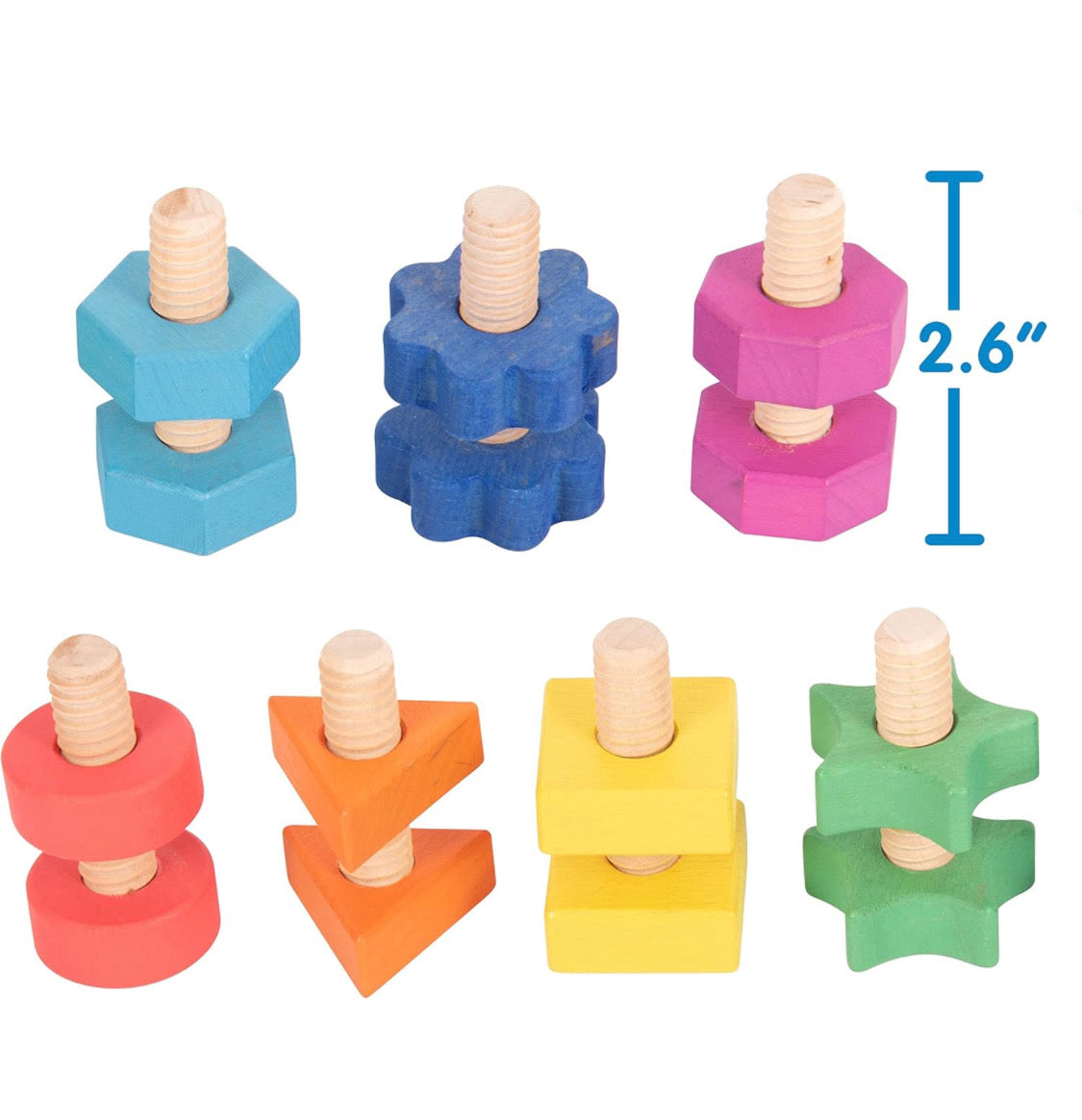 Rainbow Wooden Nuts and Bolts