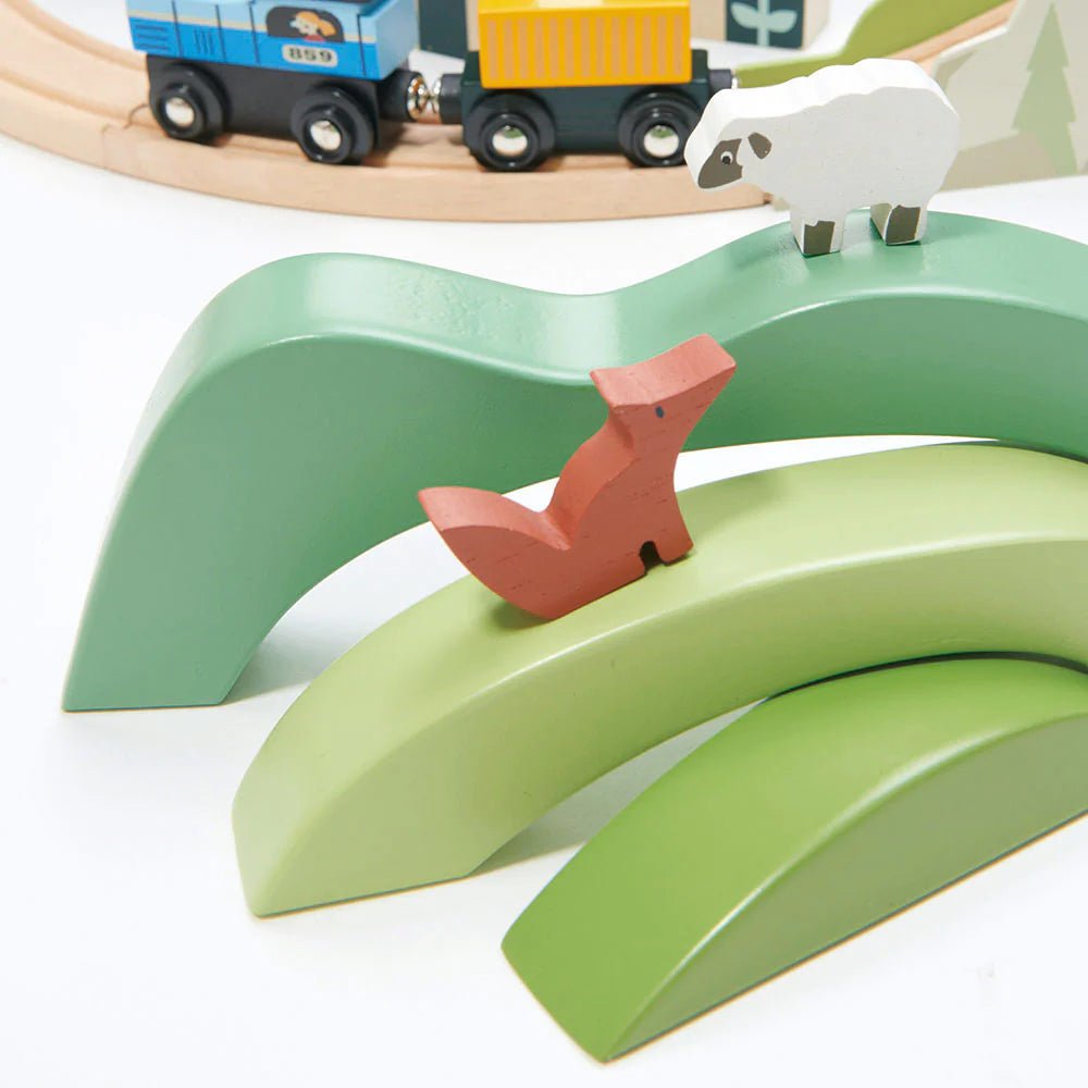 Green Hills View. Create your own world with this amazing green hills stacker set. Designed to be completely versatile and a great addition to any play set up.
