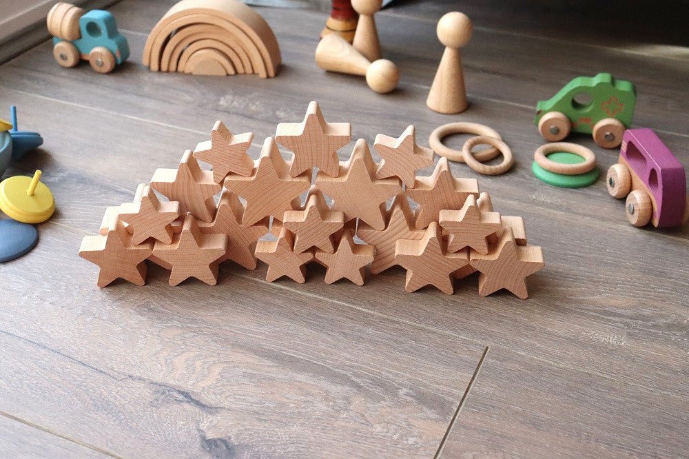 Natural Wooden Stars - Pk21 | Learning and Exploring Through Play