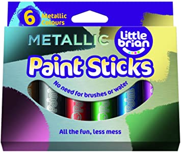Metallic paint sticks 6 assorted - 0