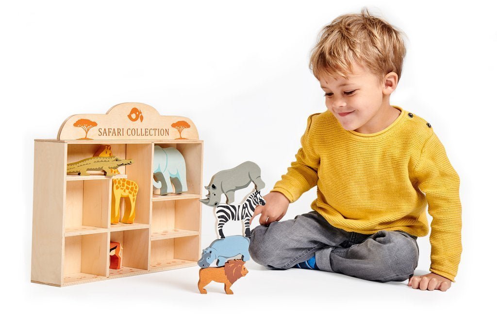 8 Wooden Safari Animals with Display Unit - 2