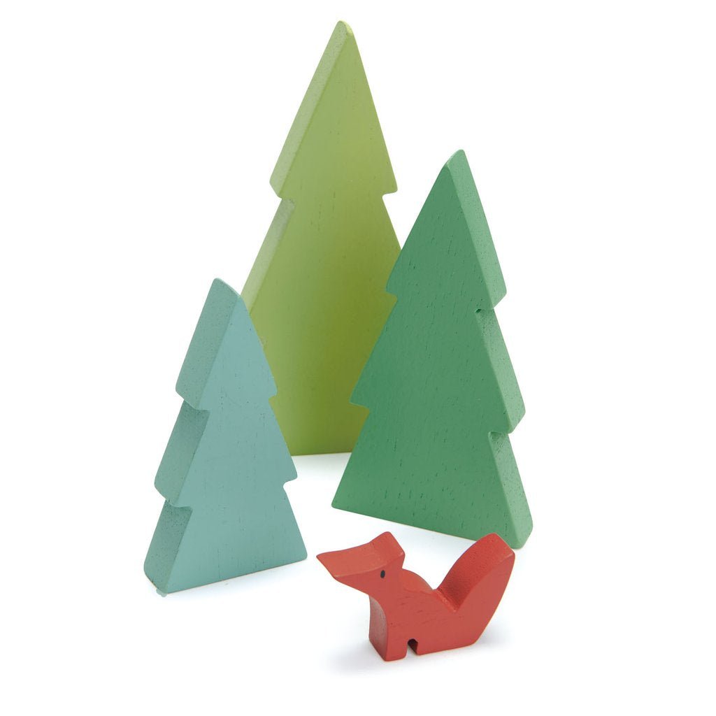 3 x Fir Tree Tops and Fox - 1