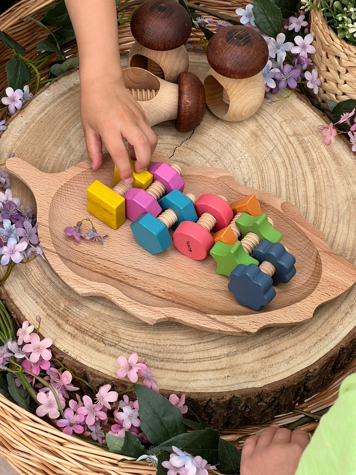 Rainbow Wooden Nuts and Bolts | Learning and Exploring Through Play