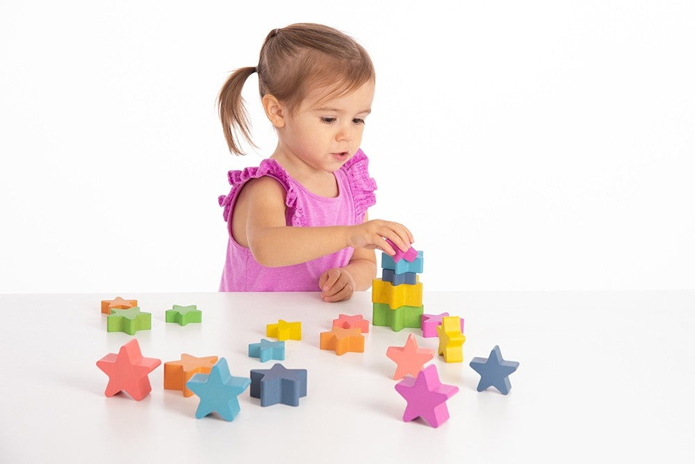 Rainbow Wooden Stars Set of 21 - 2