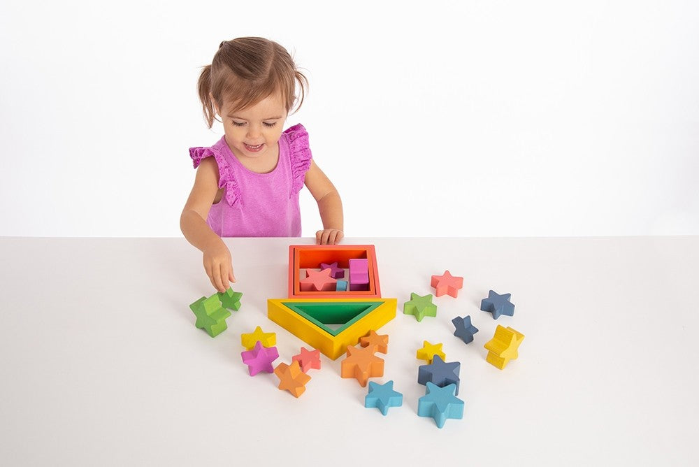 Rainbow Wooden Stars Set of 21 - 7