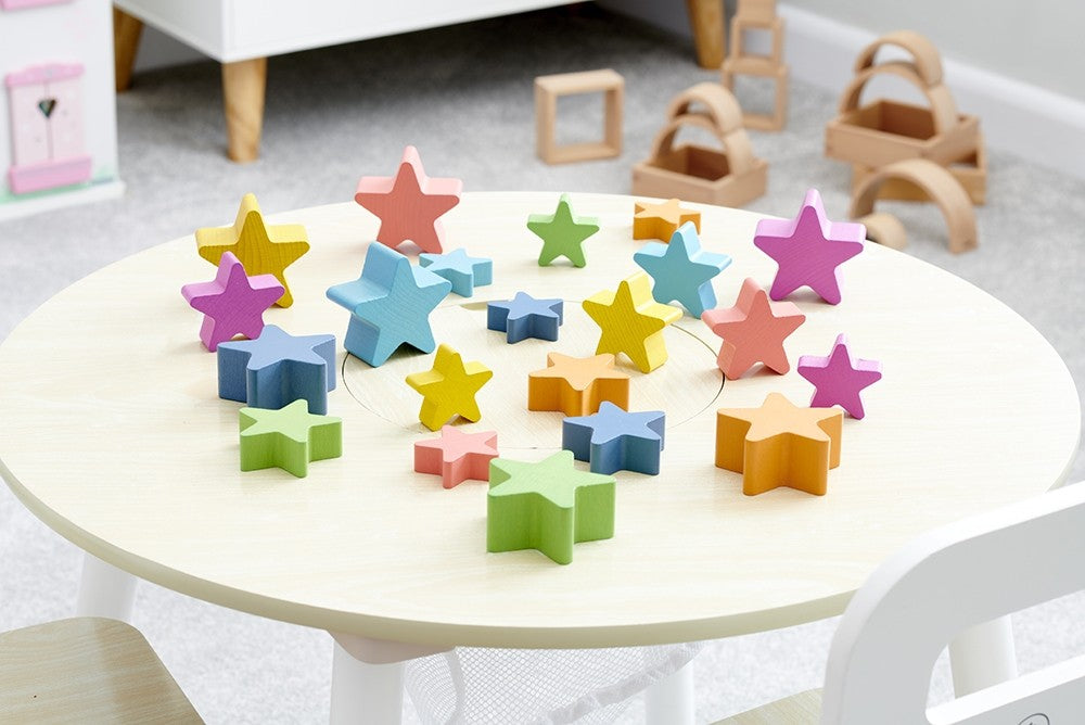 Rainbow Wooden Stars Set of 21 - 0